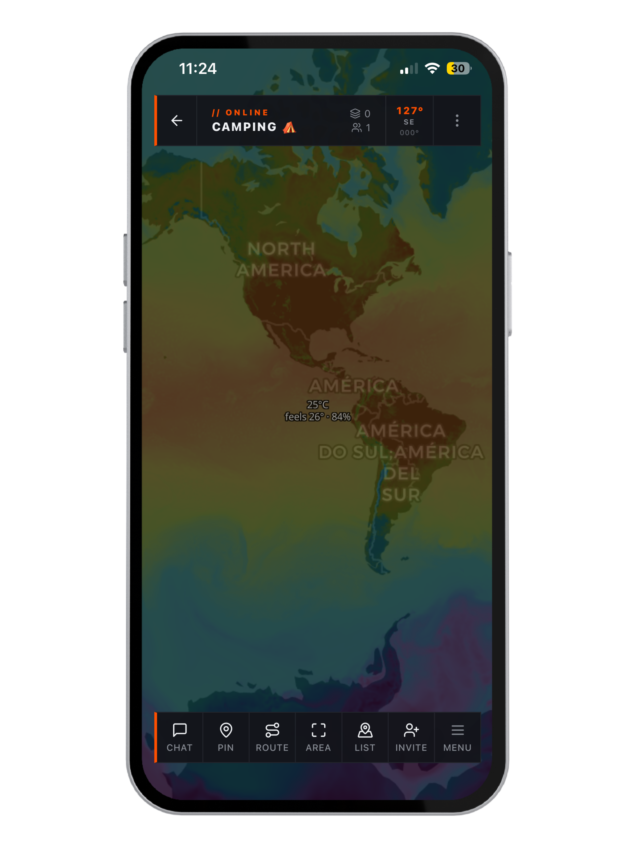 Weather overlay on Flaresat map