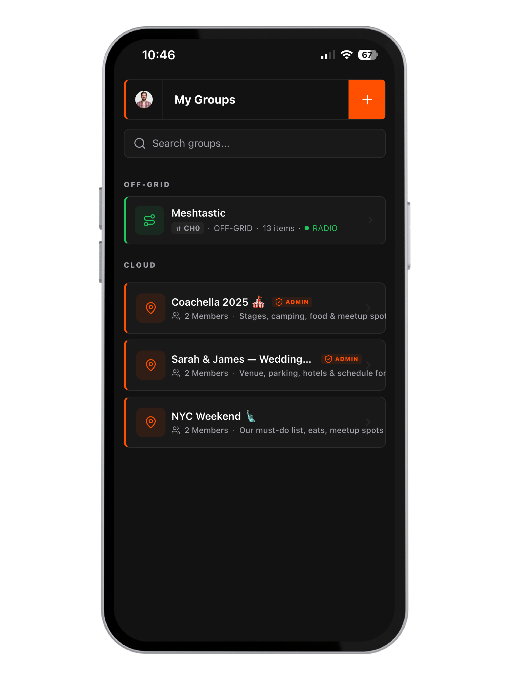 Flaresat Group List Interface