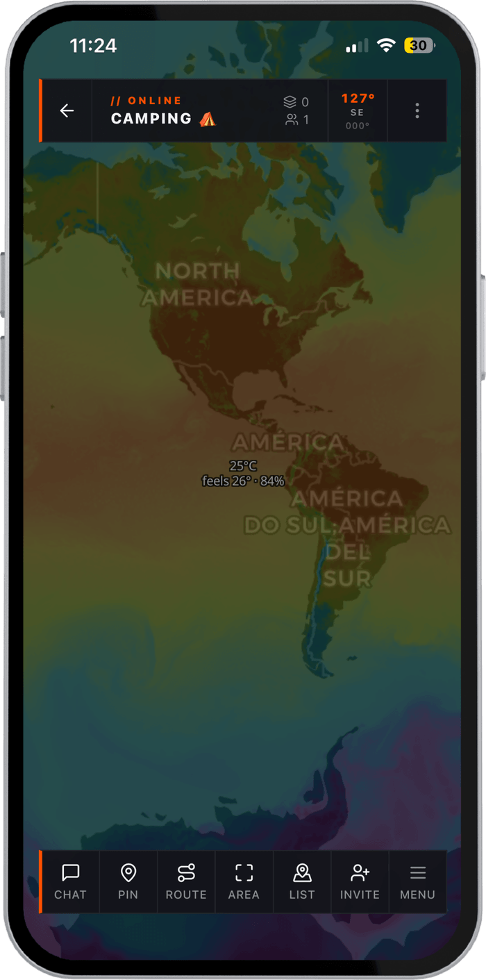 Weather layers on the map